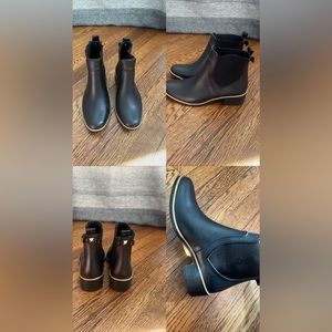 Kate Spade Black Rain Boot Booties with Bow Detail and Gold Trim - Sz 7